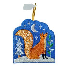 New Seltzer Felt Fox Ornament Christmas Winter Snow Felt Embroidered Boho Nature